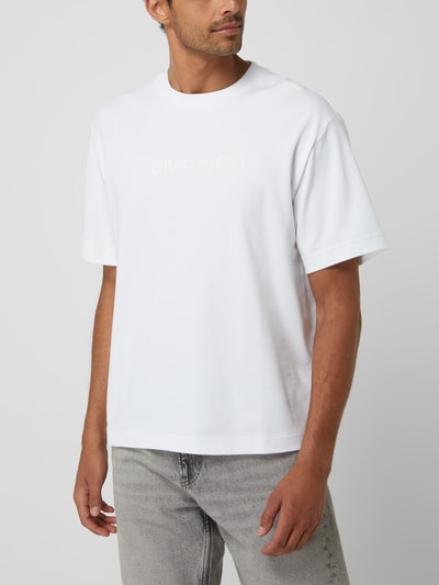 CK Calvin Klein T-shirt o kroju comfort fit z bawełny Biały 4