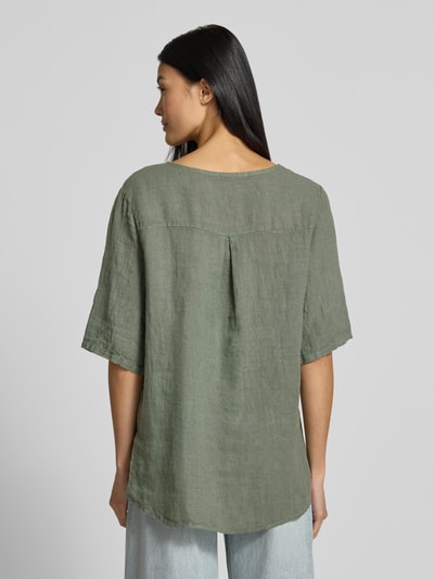 ZABAIONE Regular Fit Leinenbluse mit Stitchings Modell 'La44ura' Khaki 5
