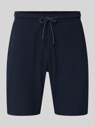 Produktfoto, Shorts aus Baumwolle mit Strukturmuster von Christian Berg Men in Dunkelblau, Regular Fit, elastischer Bund, Detailansicht.