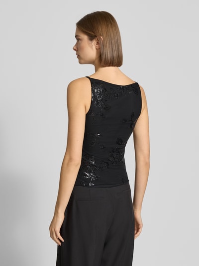 Gina Tricot Slim Fit Top mit floralem Pailettenbesatz Black 5