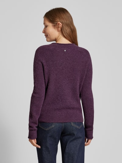 BOSS Orange Gebreide pullover met ribboorden, model 'FESPERANAS' Aubergine - 5