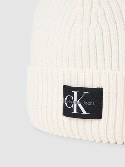 Calvin Klein Jeans Beanie mit Label-Patch Modell 'MONOGRAM' Weiss 2