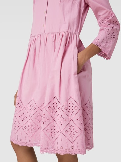 Jake*s Collection Knielanges Kleid aus Baumwolle mit Lochstickerei Fuchsia 3