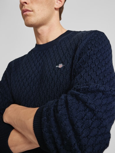 Gant Strickpullover mit Label-Stitching Marine 3