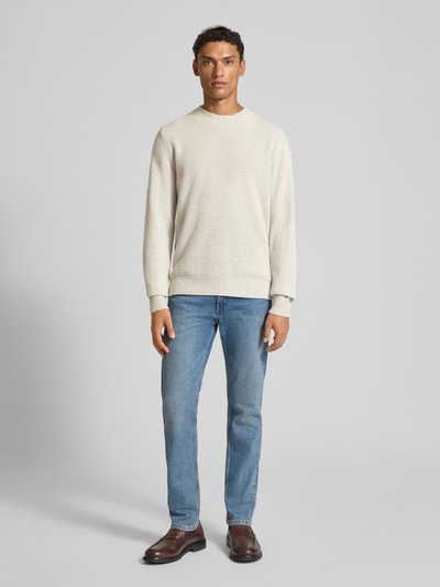MAERZ Muenchen Strickpullover aus Schurwolle mit Strukturmuster Offwhite 1