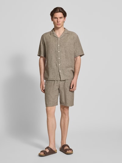 Redefined Rebel Regular Fit Leinenhemd mit Reverskragen Modell 'DYLAN' Dunkelbraun 1