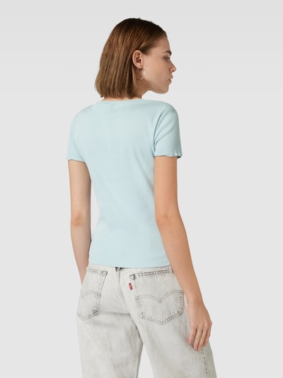 QS Cropped T-Shirt in Ripp-Optik Hellblau 5