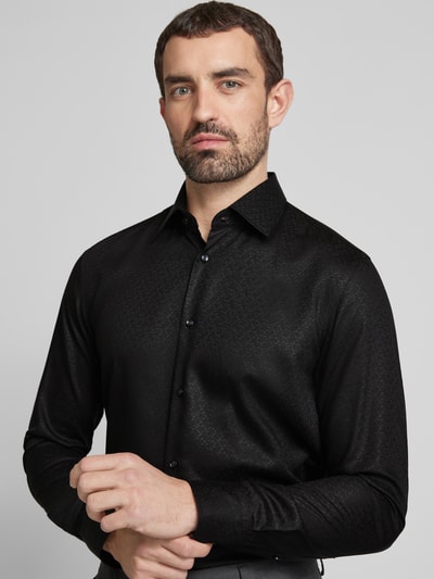 BOSS Slim Fit Business-Hemd mit Kentkragen Modell 'Hank' Black 3