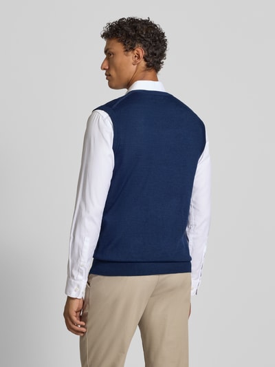 Christian Berg Men Gebreid shirt van een mix van merinowol met V-hals Donkerblauw gemêleerd - 5