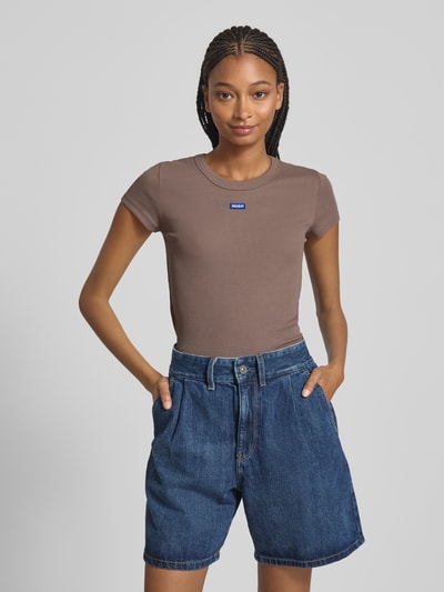 Hugo Blue T-shirt met labeldetail Roodbruin - 4