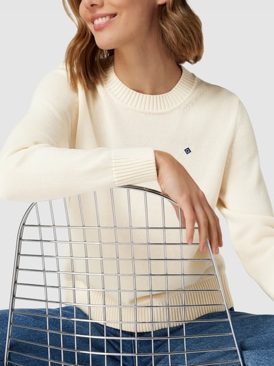 Gant Gebreide pullover met labeldetail, model 'Icon' Offwhite - 3