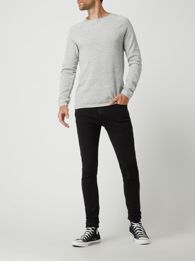 Jack & Jones Strickpullover mit Label-Patch Modell 'HILL' Mittelgrau Melange 1