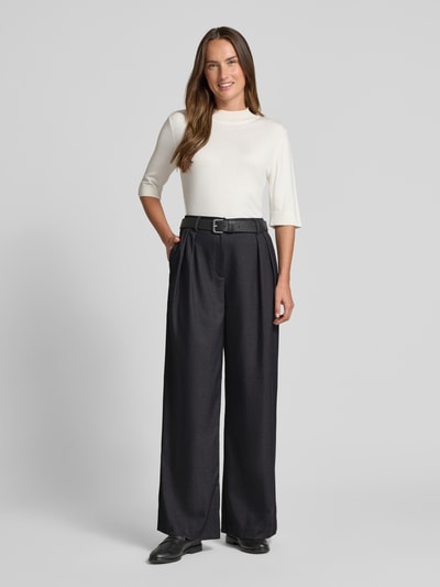 Stefanel Spodnie o luźnym kroju z szeroką nogawką i plisami Ciemnoszary 1