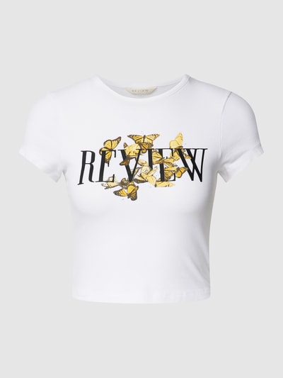 Review T-shirt krótki z nadrukiem z logo Biały 2