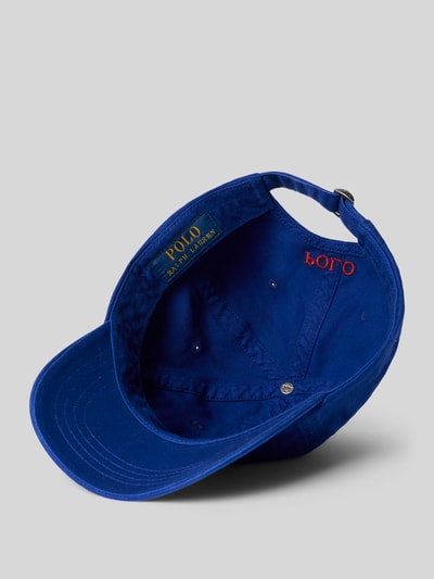 Produktfoto, Basecap aus reiner Baumwolle von Polo Ralph Lauren in Unifarbe Blau mit Logo-Detail, eingestickten Luftlöchern und verstellbarem Riegel