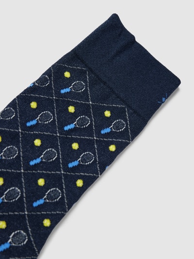 Burlington Socken mit Motiv-Print Modell 'Tennis Club' Dunkelblau 2