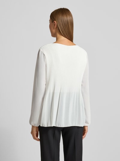 ZABAIONE Blouse met lange mouwen met plissévouwen en ronde hals Offwhite - 5