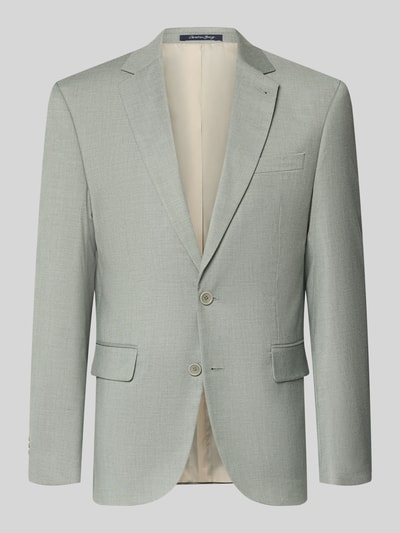 Produktfoto, Straight Fit Blazer mit Viskose-Anteil von Christian Berg Men in hellem Grau, Elastischer-Material-Mix, Reverskragen, 2-Knopfleiste, Brusttasche, Pattentaschen, glatte Textur, Rückenlänge 76 cm, Schulterbreite 49 cm, Ärmellänge 68 cm bei Größe 50.