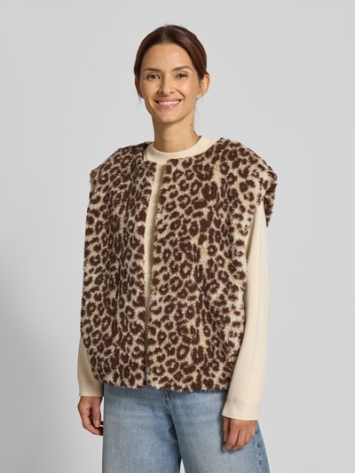 VILLA SOPHIE Fleeceweste im Animal-Look Modell 'JOY' Dunkelbraun 4