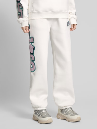 LOVE SCARS Regular fit sweatpants met labelstitching Offwhite - 4