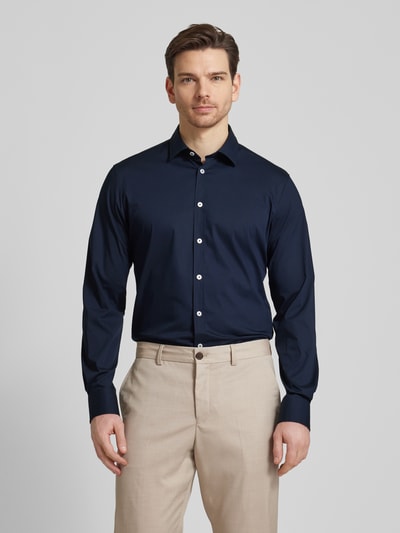 s.Oliver BLACK LABEL Tailored fit zakelijk overhemd met kentkraag Marineblauw - 4