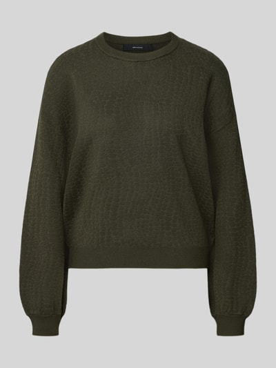 Produktfoto, olivgrüner Regular Fit Pullover aus Viskose-Mix Modell 'NANCY' von VERO MODA, strukturierte Textur, Damen Pullover