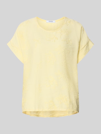 Productfoto, Regular Fit T-shirt uit viscosemix Model 'Anni' van ZABAIONE, all-over bloemenmotief, ronde hals, verlengde achterkant, ruglengte maat S 60 cm, dames t-shirt