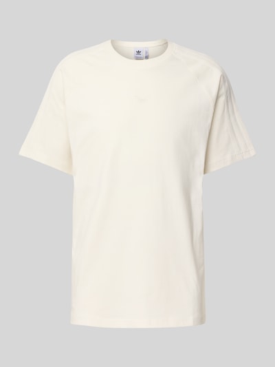 adidas Originals T-shirt z prążkowanym okrągłym dekoltem Złamany biały 2