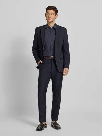 BOSS Slim Fit Businesshemd mit Allover-Muster Modell 'HANK' Marine 1