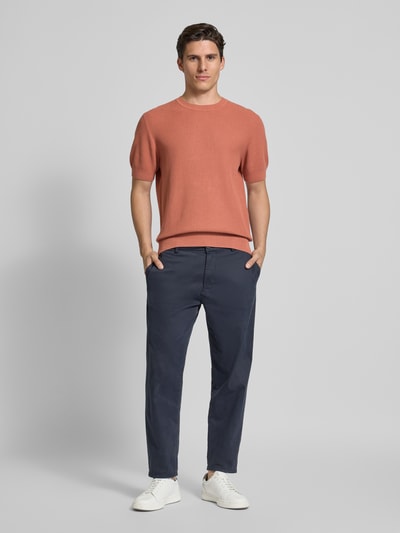 JAKE*S STUDIO MEN T-shirt met ribboorden, model 'CASPER' Roestrood - 1