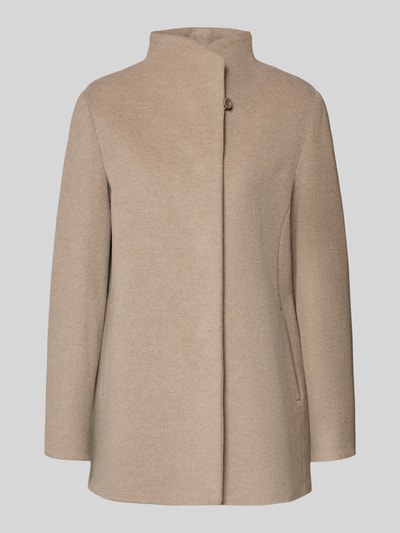 Produktfoto, beige Jacke mit Stehkragen und Knopfverschluss von ICONS Cinzia Rocca, reine Baumwolle, regular Fit, glatte Textur