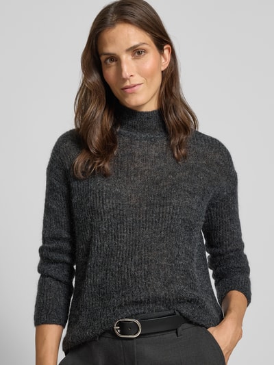 MM Sweter z dzianiny o kroju comfort fit z dodatkiem wełny model ‘TENNA’ Antracytowy melanż 3