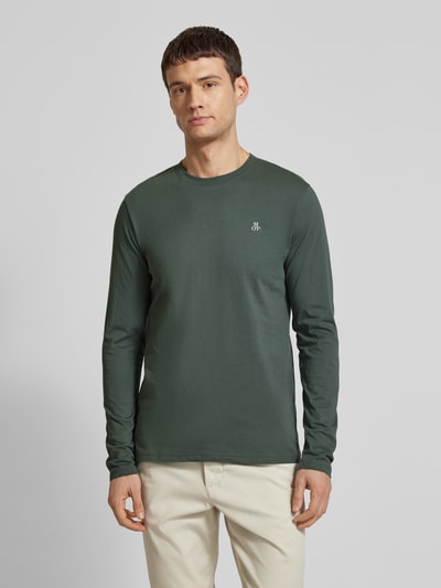Marc O'Polo Longsleeve aus Baumwolle mit Label-Print Oliv 4