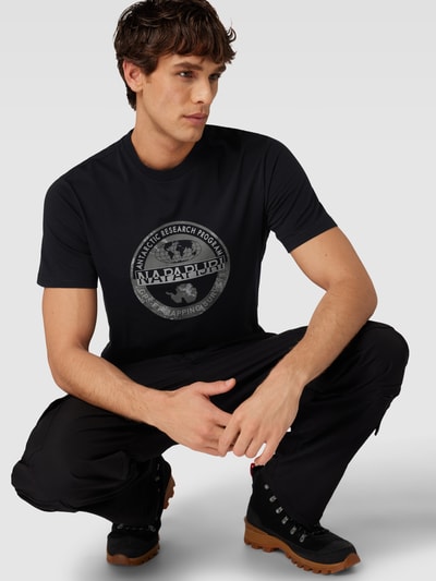 Napapijri T-shirt met labelprint, model 'BOLLO' Zwart - 3