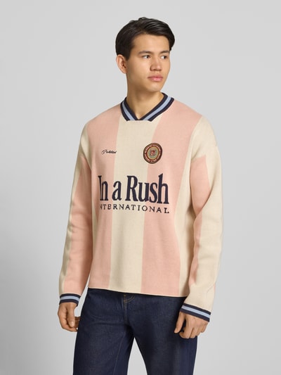PROHIBITED Strickpullover mit Label-Stitching Modell 'Overdrive' Rosa 4