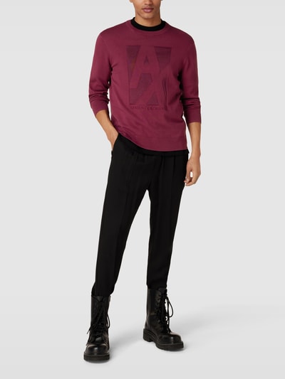 ARMANI EXCHANGE Strickpullover mit Strukturmuster Aubergine 1