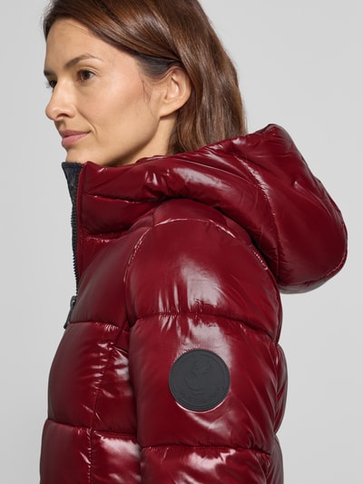 Save The Duck Gewatteerd jack met capuchon, model 'INES' Bordeaux - 3