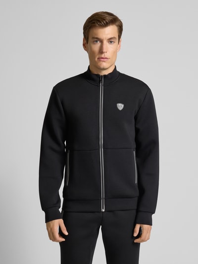 EA7 Emporio Armani Regular fit sweatjack met viscose, model 'Train' Zwart - 4