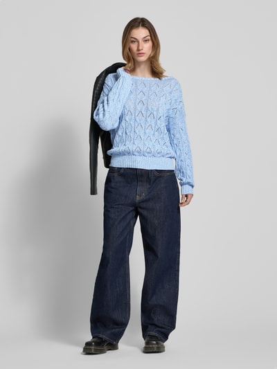 Only Relaxed Fit Strickpullover mit Zopf Struktur Muster Modell 'BRYNN' Hellblau 1