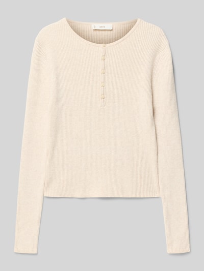 Mango Strickpullover mit Knopfleiste Modell 'willow' Ecru 1