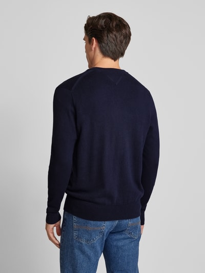 Tommy Hilfiger Strickpullover mit Logo-Stitching Modell 'PIMA' Marine 5