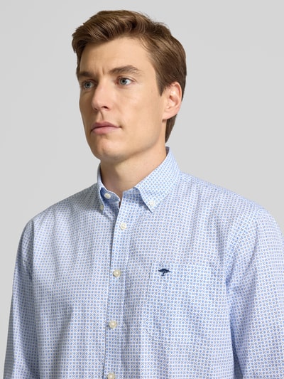 Fynch-Hatton Regular fit vrijetijdsoverhemd met logostitching, model 'Poplin' Lichtblauw - 3