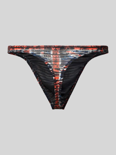 Produktfoto, Slim Fit figi z elastycznej mieszanki materiałów, Model 'Malcom' od HOM, fakturowany wzór, czarny z czerwonym akcentem