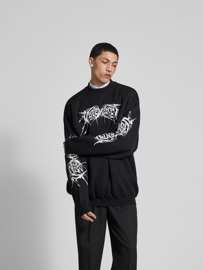 VETEMENTS Oversized Wollpullover in Strick-Optik Black 4