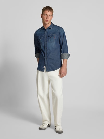 Replay Regular Fit Jeanshemd mit Brusttaschen und Label-Stitching Jeansblau 1