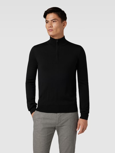 HUGO Strickpullover aus Schurwolle Modell 'San Quirin' Black 4