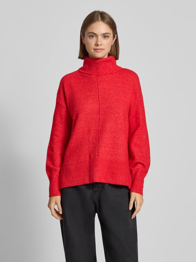 PIECES Regular Fit Rollkragenpullover mit Woll-Anteil Modell 'MALOU' Rot 4