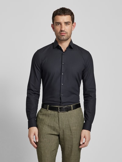 OLYMP No. Six Slim fit zakelijk overhemd met haaikraag, model 'Modern Kent' Zwart - 4