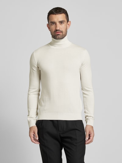 HUGO Wollpullover mit Rollkragen Modell 'San Thomas' Offwhite 4