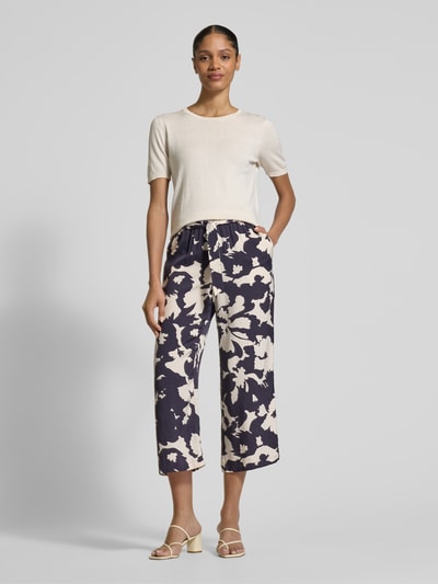 comma Straight Leg Stoffhose mit Bindegürtel Marine 1